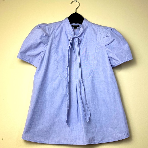 Ann Taylor Periwinkle Blouse with Pleats and Neck-tie - Picture 1 of 8